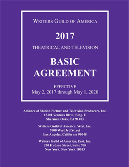 2017 WGA Theatrical and Television Basic Agreement