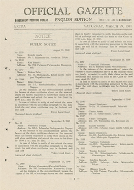 NOTICE 10.00 A.M., June 10, 1947