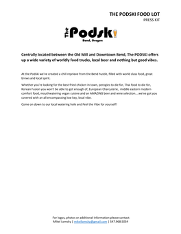 The Podski Food Lot Press Kit