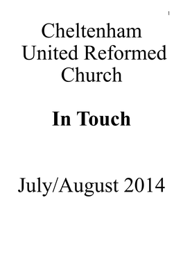 Cheltenham United Reformed Church in Touch July/August 2014