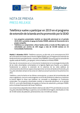 Nota De Prensa Press Release