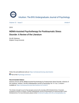 MDMA-Assisted Psychotherapy for Posttraumatic Stress Disorder: a Review of the Literature