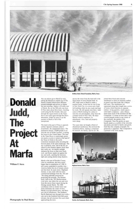 Donald Judd, the Project at Marfa