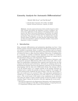 Linearity Analysis for Automatic Differentiation*