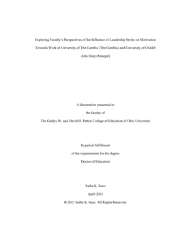 Exploring Faculty's Perspectives of the Influence of Leadership Styles On