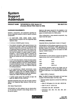 System Support Addendum
