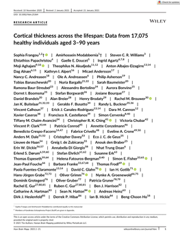 Cortical Thickness Across the Lifespan: Data from 17,075 Healthy Individuals Aged 3–90 Years