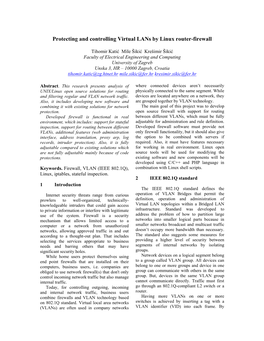 Protecting and Controlling Virtual Lans by Linux Router-Firewall