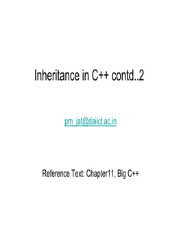 Inheritance in C++ Contd..2