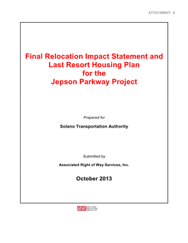 Final Relocation Impact Statement and Last Resort Housing Plan for the Jepson Parkway Project