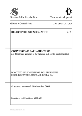 Senato Della Repubblica Camera Dei Deputati RESOCONTO