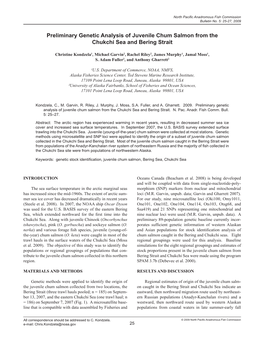 Preliminary Genetic Analysis of Juvenile Chum Salmon from the Chukchi Sea and Bering Strait