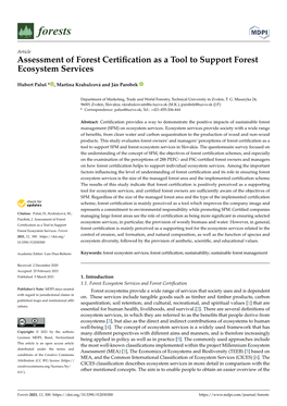 Assessment of Forest Certification As a Tool to Support Forest Ecosystem