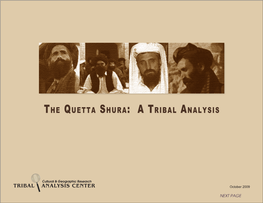 The Quetta Shura: a Tribal Analysis