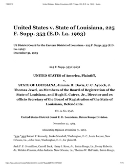 United States V. State of Louisiana, 225 F. Supp. 353 (E.D. La. 1963) :: Justia