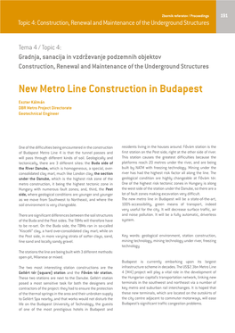 New Metro Line Construction in Budapest