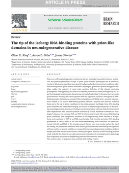 The Tip of the Iceberg: RNA-Binding Proteins with Prion-Like Domains in Neurodegenerative Disease