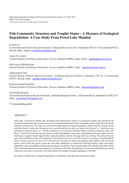 A Measure of Ecological Degradation: a Case Study from Powai Lake Mumbai