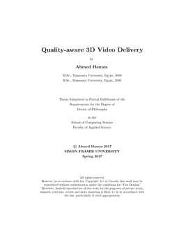 Quality-Aware 3D Video Delivery