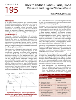 Pulse, Blood Pressure and Jugular Venous Pulse