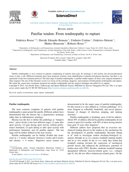 Patellar Tendon: from Tendinopathy to Rupture