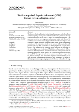 The First Map of Salt Deposits in Romania (1780)