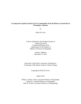 A Comparative Spatial Analysis of Two Communities from the Hickory Ground Site in Wetumpka, Alabama