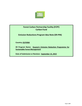 (FCPF) Carbon Fund Emission Reductions Program Idea Note