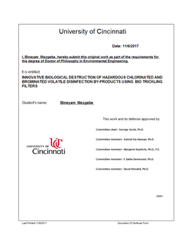 Innovative Biological Destruction of Hazardous Chlorinated and Brominated Volatile Disinfection By-Products Using Bio Trickling Filters