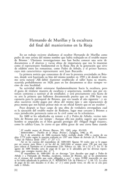 Hernando De Murillas Y La Escultura De Final Del Manierismo En La Rioja