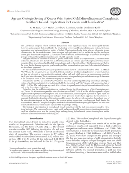 Age and Geologic Setting of Quartz Vein-Hosted Gold Mineralization at Curraghinalt, Northern Ireland: Implications for Genesis and Classification*