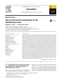 Non-Reward Neural Mechanisms in the Orbitofrontal Cortex Edmund T