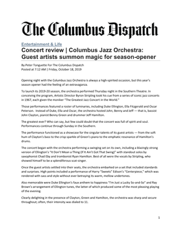 Concert Review | Columbus Jazz Orchestra: Guest Artists Summon Magic for Season-Opener