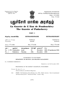 178-PART-I No. 178 Dated 10-12-2020 Department of Revenue And
