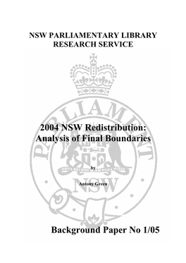 2004 NSW Redistribution