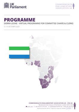 Programme Sierra Leone - Virtual Programme for Committee Chairs & Clerks 5, 7, 9 October 2020 2 Contents