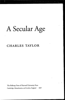 A Secular Age