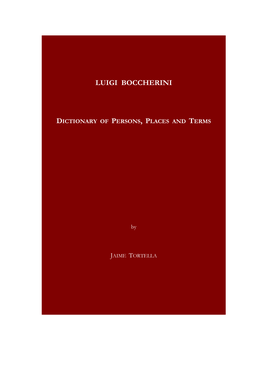 Luigi Boccherini Dictionary of Persons, Places and Terms