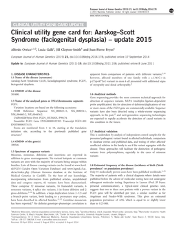 Scott Syndrome (Faciogenital Dysplasia) – Update 2015