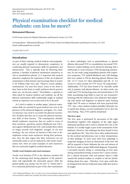 Physical Examination Checklist for Medical Students: Can Less Be More?