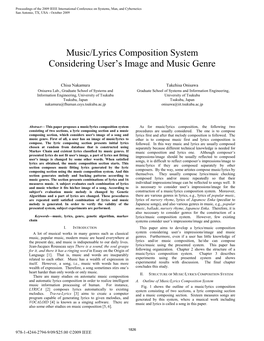 Music/Lyrics Composition System Considering User's Image And