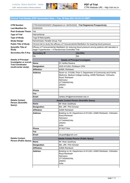 CTRI Trial Data