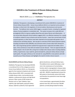 DM199 in the Treatment of Chronic Kidney Disease White Paper