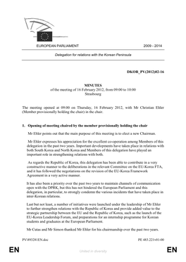 02-16 MINUTES of the Meeting of 16 February 2012, from 09:00 To