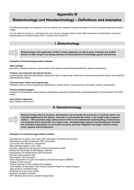 Appendix III Biotechnology Und Nanotechnology – Definitions and Examples