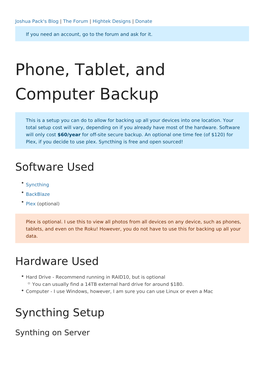 Phone, Tablet, and Computer Backup