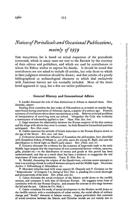 Notices of Periodicals and Occasional Publicationss Mainly O