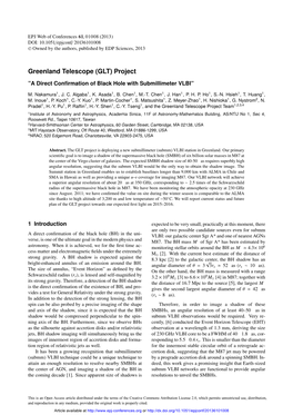 Greenland Telescope (GLT) Project