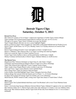 Detroit Tigers Clips Saturday, October 5, 2013