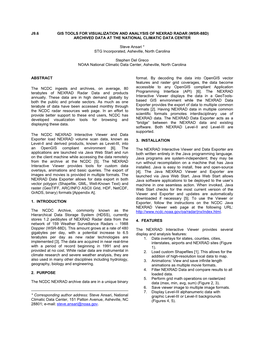 J9.6 Gis Tools for Visualization and Analysis of Nexrad Radar (Wsr-88D) Archived Data at the National Climatic Data Center